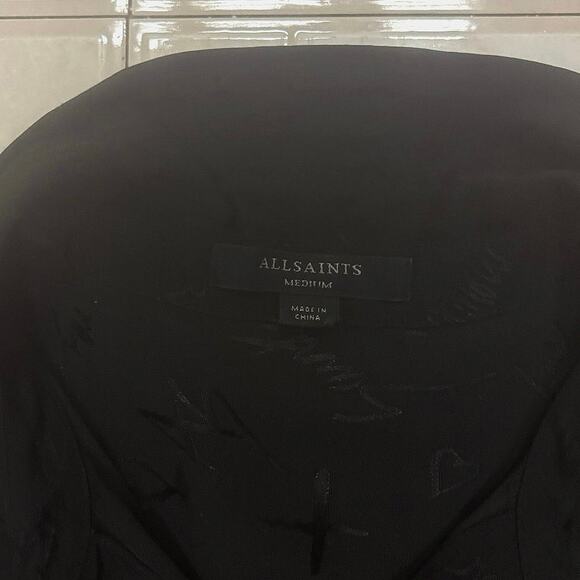 ALLSAINTS Tilly Valentine Woven Long Sleeve Midi Dress Black EUC Size Medium - Picture 6 of 10